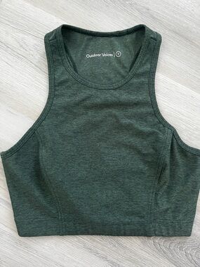 Outdoor Voices Athena Compress Crop Top/Sports Bra - Forest Green Size S